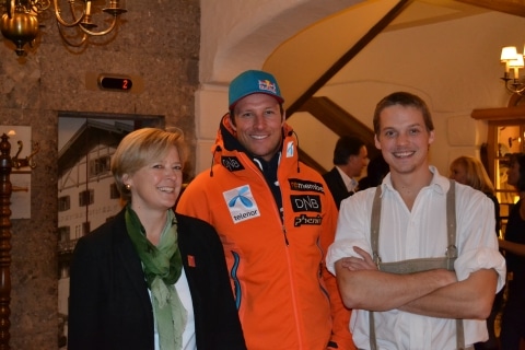 Axsel Lund Svindal mit Maria Brunner Mitterer und Markus Obermoser
